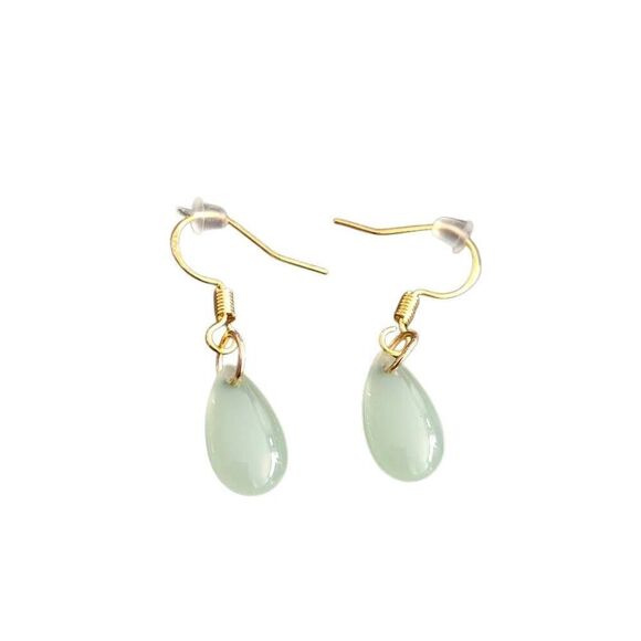 Faux Jade Teardrop Earrings - Picture 1 of 3
